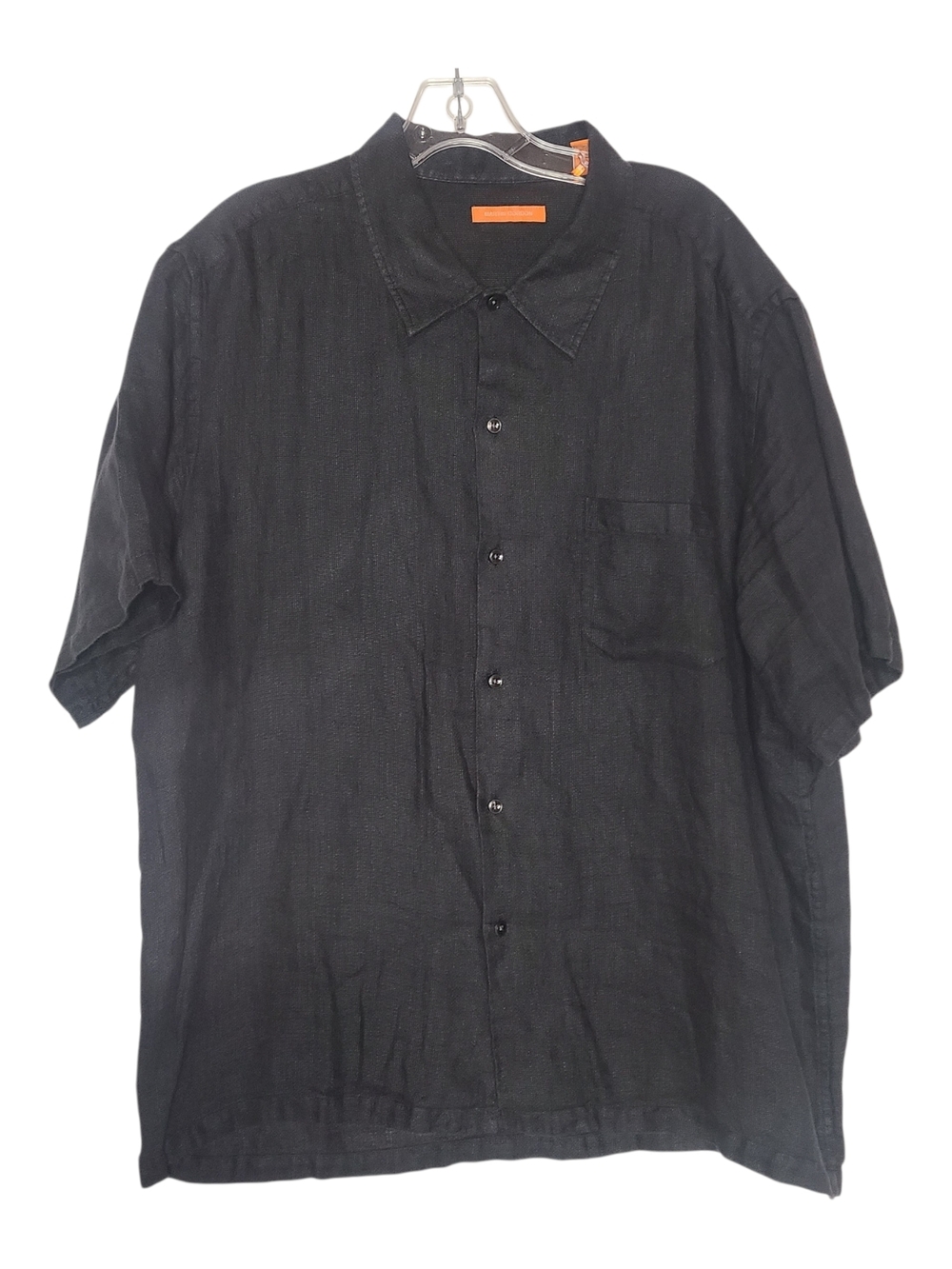 Martin Gordon Men’s Black 100% Linen Short Sleeve Button Down Shirt - XL